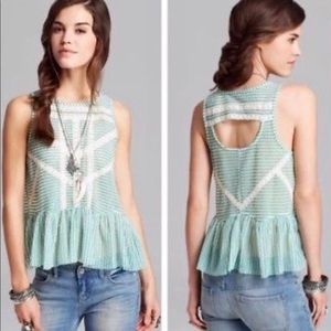 Free People Mesh & Lace Peplum Tank, Small